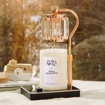 캔들백화점 롱스퀘어 크리스탈 ELSA 캔들워머+소이캔들 대용량 1000ml 대왕캔들 세트, ELSA 로즈골드블랙+파인유칼립투스