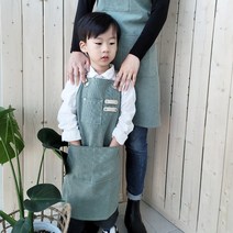 직구김직구 어린이용 캔버스 프리미엄 앞치마 아동 유아 미술 어린이집, 아동용 캔버스 프리미엄 앞치마(카푸치노)