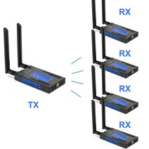 무선 HDMI 송신기 리시버 확장기 스트리밍 오디오 비디오 카메라 DVR 노트북 PC TV 모니터 656F 200m 1x4 1080P, 14.1 TX and 4 RX - with EU Plu