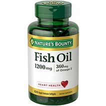 nature39s bounty fish oil 건강 보조 식품 오메가 3 심장 건강 지원 1200mg 속효성 소프트젤 320ct, 기본