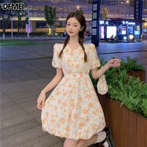 DFMEI 여름 플라워 스커트 잔잔하고 상큼한 브이넥이 선한 디자인으로 허리 조여 날씬해 보이는 원피스