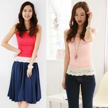 레이스밑단 레이어드 나시 JE-2379나시 레이스나시 롱나시 기본나시 끈나시