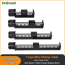 어닝레일 CNC 선형 레일 가이드 스테이지 T 형 미니 스테퍼 모터 액추에이터 50-300mm 스트로크 슬라이딩, 01 1mm Pitch_01 50mm