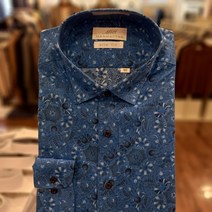 맨하탄 꽃프린트패턴슬림핏블루코튼100%남방24C7063