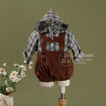 아기 남아 돌 한살 촬영 의상 셀프 성장 사진 옷 모자 세트 멜빵 바지 스냅 스튜디오, 이미지컬러 + 80cm