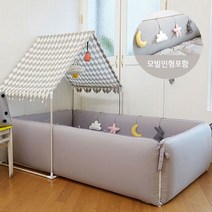 [쁘띠베이비] 토이 알로스케어 그레이 범퍼침대 M(스마트프레임+탑커버), 프레임:그레이 / 탑커버:다이아그레이