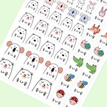 [바둑이창작소] 유치원 어린이집 방수 네임스티커 이름표 이름스티커 주문제작, 1장, 프리미엄 캐릭터혼합A-투명