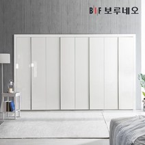 보루네오 360cm 샤인 여닫이 붙박이장 12자, 화이트_그레이 360cm