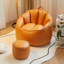 (워싱 프리 PU 천) 빈백 빈백소파 빈백 커버 / 발받침 포함(충전재 별도 구매), 빈백 커버(친환경 신소재: PU 천/세탁 불필요), 레이크블루