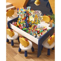 레고 테이블 편백 나무 어린이 호환 블록 놀이 테이블, 테이블80cm+큰블럭138+작은블럭400
