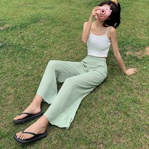 KORELAN [Summer Clearance. Hourly Fast Delivery] 쉬폰 와이드 레그 팬츠 여성 통관 환불 불가 환불 불가