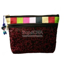 누비수(秀) 색동파우치지갑[흑색], 고급포장 - 1개비용