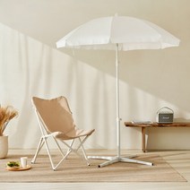 [엠플러스캠프] 카프리베이직파라솔(오프화이트) + 거치대세트 감성캠핑파라솔, 단일속성, 상세 설명 참조