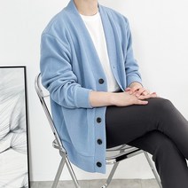 지금JIIGEUM 남녀공용 빅사이즈 오버핏 브이넥 니트 가디건