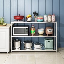 주방 스테인리스 수납 랙 3단 조리대 다용도선반 수납앵글 조립 경량랙, E 길이 70 너비 35 높이 80 3층 두께