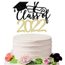 Class of 2022 Cake Topper - Glitter Graduation Party Decorations Congrats Grad Cake Decor Sign（blac, 1