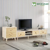 [우아미아이] 로아시 원목 거실장 1단풀세트, 색상:오크워시