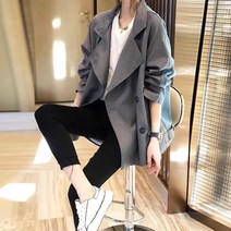 여성 가을 트렌치코트 유럽 ​​역 2023 가 겨울 한국 스타일 홍콩 정장 칼라 윈드