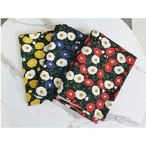 혜인천 대폭 11수 면마린넨 동백꽃 나염원단 color 3종 [레드 블루 옐로우]