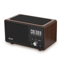 액센 블루투스 스피커 BS50 레트로감성 7in1 무선충전 및 시계기능, 액센 블루투스 스피커 BS50 다크우드