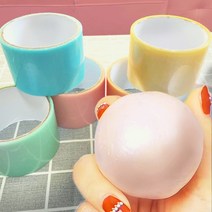 빌리네집 펄 반짝이 끈끈이 공 찐득 볼 만들기 세트 테이프 말랑이 장난감 키덜트, 4.8cm, 노랑