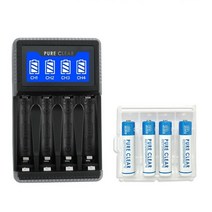 퓨어클리어 SW-4N AA/AAA 겸용 USB LCD 4구 충전기+충전지 세트, 퓨어클리어 SW-4N+AAA 950mAh 4알 1세트