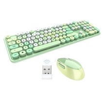 무선키보드 Mofii 스위트 키보드 마우스 콤보 혼합 색상 24G 무선 세트 원형 서스펜션 키 캡 PC 노트북용, 2) Green, 없음