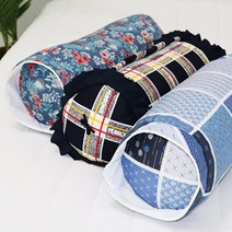 둥근배개커버 어르신 둥근배게 원형배게커버, 예스딜 베개커버_매화(블루)