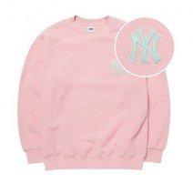 MLB 로고 베이직 플리스 후리스 뽀글이 오버핏 맨투맨 NY (L.핑크)