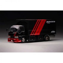 YES 1:64 이스즈 엘프 스케일 윙 커스텀 트럭 블랙/레드 고급 다이캐스트 모델 카