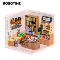 Robotime Rolife 슈퍼 크리에이터 DIY 미니어처 키트 서점 . 모형 3D 퍼즐 만들기의 매혹적인 세계 경험, 1.DW004