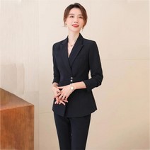 꽃소담 여성 베이직 슬림핏 정장 투피스 세트 빅사이즈 QQA1551