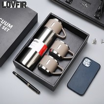 LOVFIR 304 스테인리스 텀블러 풀스틸 탄두형 선물세트 비즈니스 선물 물컵 1컵 더블커버, 본색, 세트