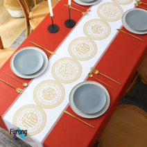 Furong 식탁보 방수 기름 방지 세탁 및 화상, 120*120cm (정사각형 테이블에 적합), Fulu Linmen (방수 및 오일 방지)