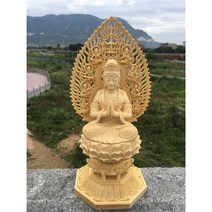 부처님 편백나무 목각 석가모니 보살 공예 십이지 불교용품, 높이28cm각인버전