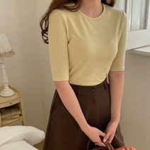 봉시스터즈 클린5부소매티 무지티 라운드티 쫄티 기본티 이너티 봄티 여름티