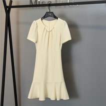 럭셔리 퍼프소매 라운드넥 셔링 반팔 여름 키작녀 신부 예복 결혼식 하객 상견례 옷차림 수입원피스