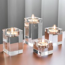 크리스탈 캔들홀더 유리홀더 3종 양초 티라이트 촛대, 8cm