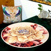 동양화 타로카드 스프레드천 러그 (모란), 옐로