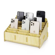 Loghot 목재 24개의 수납 공간 다기능 보관 상자 휴대폰 홀더 책상 용품 정리함 (24개의 단풍나무), Maple