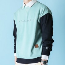 블루포스 코리아 국내생산 남녀공용 BG실럿티 오버핏 맨투맨(JJMTU5) 배색 긴팔티셔츠 커플룩 단체복