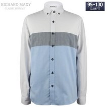 리차드막시 [슬림] 화이트 배색 투톤 남자캐주얼 슬림핏셔츠 95-130 빅사이즈 [리차드막시 SMA3321]