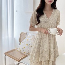 베이직랩아이예뻐 휴양지 원피스 DRESS 쉬폰 레이스원피스 핑크 Pink