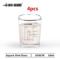 데미타세 데미타세잔 도피오잔 싱글찻잔 호텔커피잔 섬세한 스퀘어 에스프레소 컵 60ml 커피 글라스 측정, 07 4pcs Black Logo_01 60ml