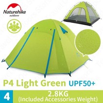 Naturehike p 시리즈 캠핑 텐트 초경량 2 3 4 명 야외 upf50 가족 텐트 알루미늄 기둥 방수 비치 텐트, 협력사, p4-녹색
