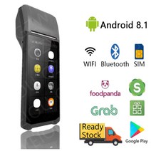새로운 PDA 3G WiFi 핸드 헬드 POS 기계 시스템 안드로이드 바코드 스캐너 58mm 열전 사 프린터와 호환 Loy, 검은색, 영국 플러그