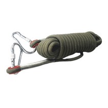 초강력 버클형 보조 자일 산업현장 안전로프 구명줄 비너2개포함 캠핑 로프 10MMx25M, 카키