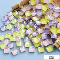 300g/10.58oz (약. 300pcs) 유리 모자이크 타일 1cm/0.39in 사각형 공예 DIY 만들기 재료 0.4mm/0.15in 두께, 300g-10.58oz, Girl