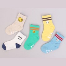 쫀쫀한 어린이 사계절 스마일 중목양말 5p 초등학생 6살 유아동 3살 7살