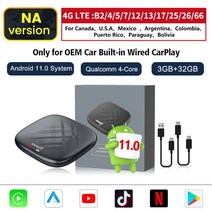 Autoux autoux 카플레이 오토유엑스 AUX CarlinKit-TBOX 무선 카플레이 AI 박스 안드로이드 11 자동 어댑터, 02 3G 32G NA